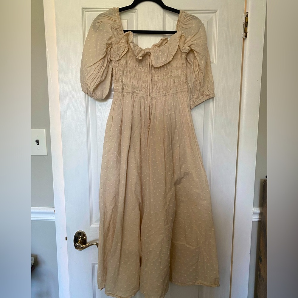 Cream Off-Shoulder Midi Dress